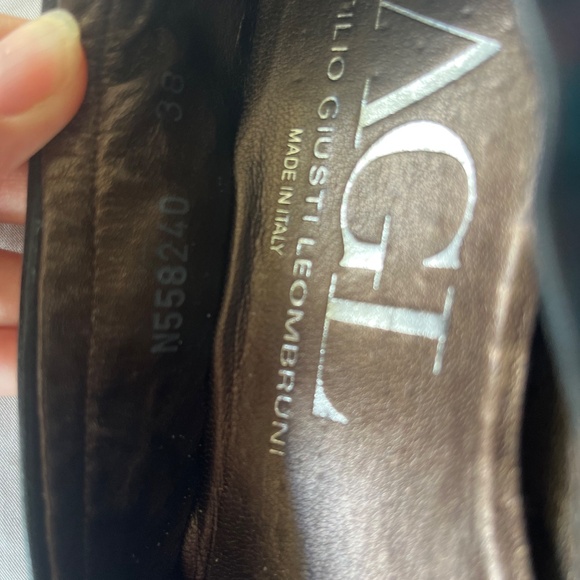 AGL Attilio Giusti Leombruni Black Cap Toe Ballet Flats 37.5 Italy - Picture 2 of 3